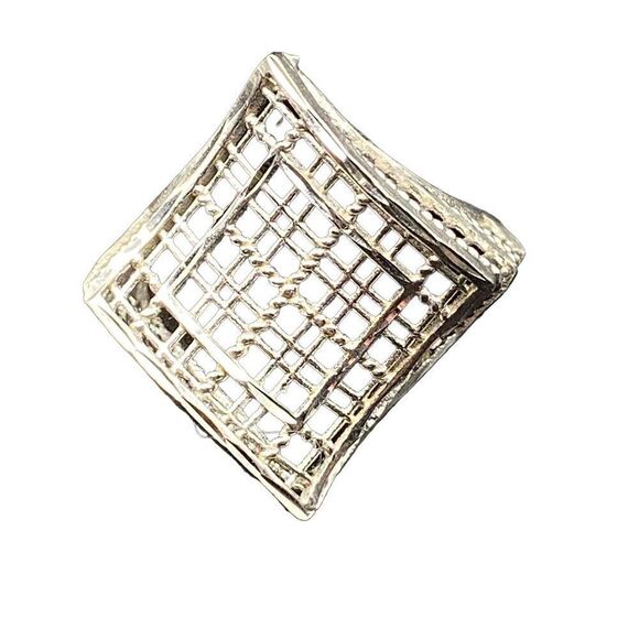 Sterling silver 925 mesh adjustable plaid ring - Picture 7 of 9
